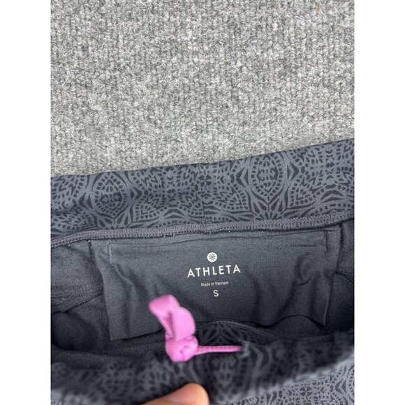 Athleta Capri Leggings Womens Small Gray High Rise Patterned Crop Yoga Pants - Picture 2 of 6